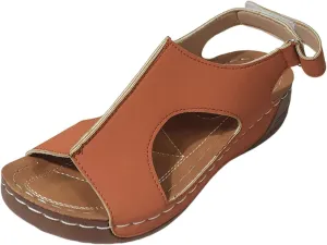 Womens Leather Sandals Comfortable Dressy Orthopedic Arch Wedge Roman Sandals with Adjustable Straps Casual Diabetic Walking Beach Sandal