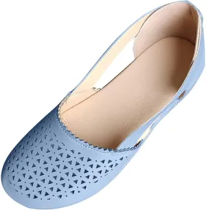 Womens Loafers Wide Dress Sandals Low Heel Hollow Out Wide Round Toe Ballet Flats with Breathable Eyelets