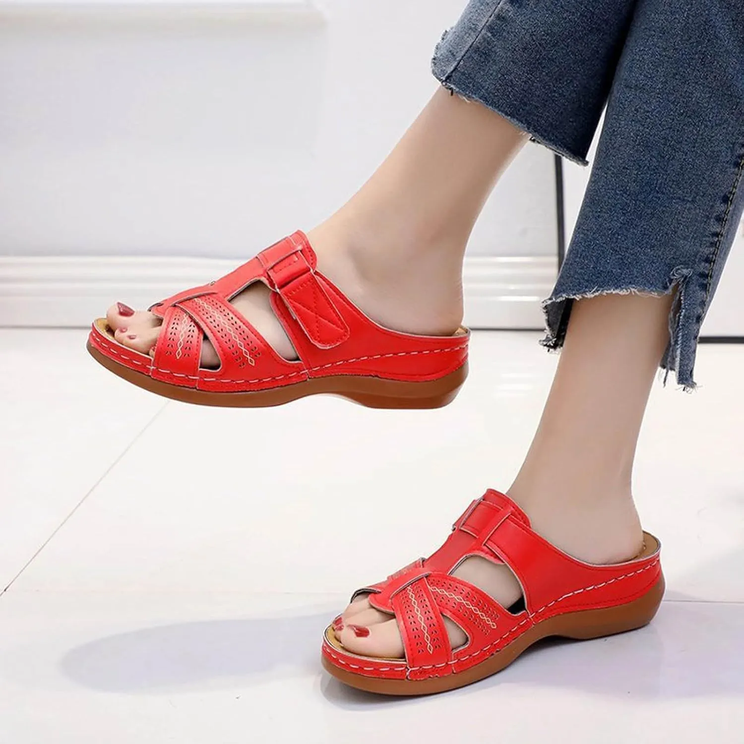 Women's Orthopedic Arch Support Sandals Comfort Walking Beach Flat Sandals Dressy Summer Comfortable Wedge Sandals Shoes