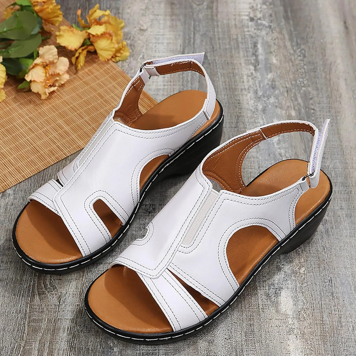 Women's Orthopedic Arch Support Sandals Comfort Walking Beach Flat Sandals Dressy Summer Comfortable Wedge Sandals Shoes