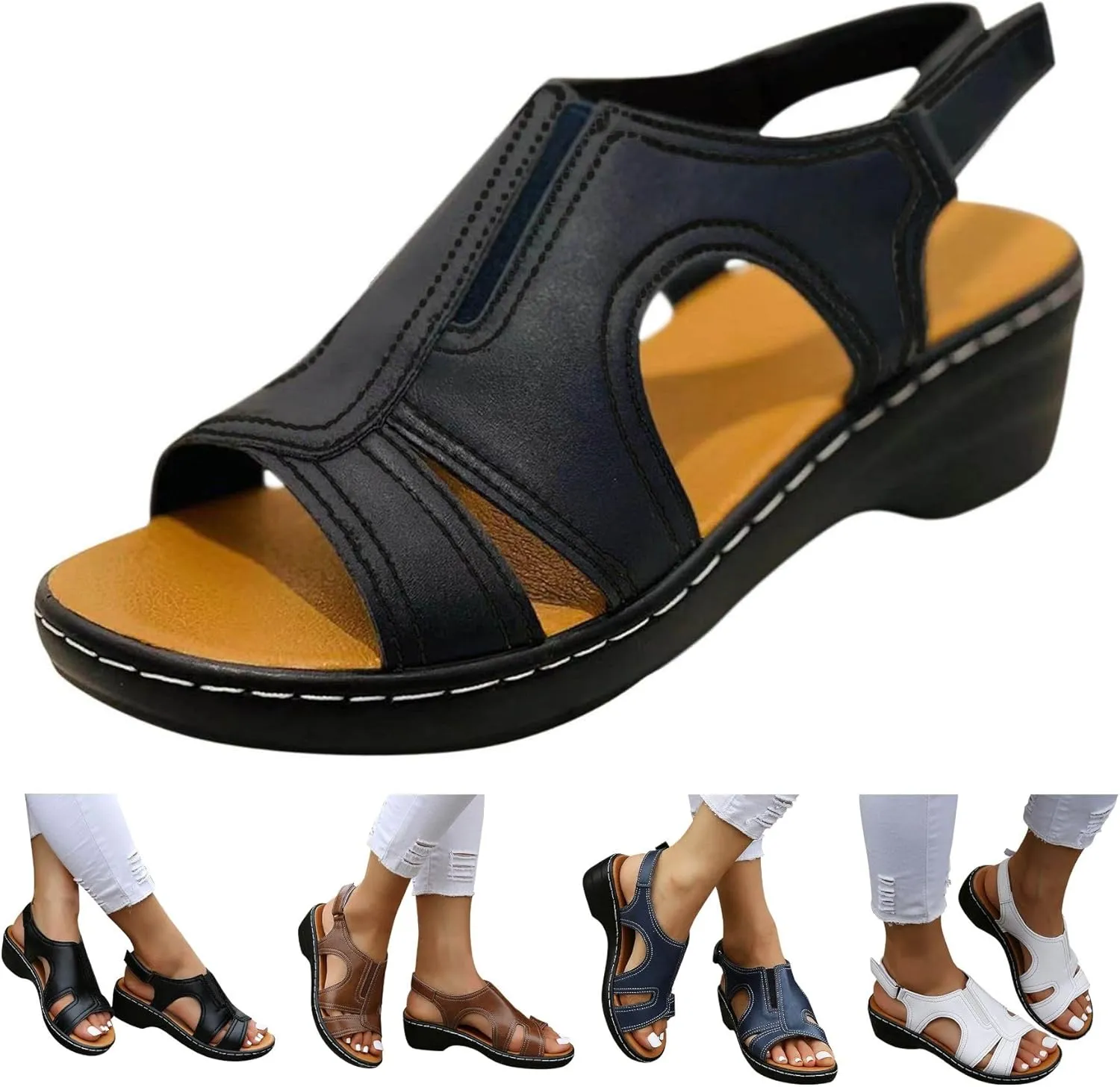 Women's Orthopedic Arch Support Sandals Comfort Walking Beach Flat Sandals Dressy Summer Comfortable Wedge Sandals Shoes