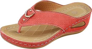 Womens Orthopedic Sandals Breathable Comfortable Walking Summer Sandals Casual Dressy Arch Support Wedge Sandal Fashion Non-Slip Wedge Platform Slipper Beach Slippers
