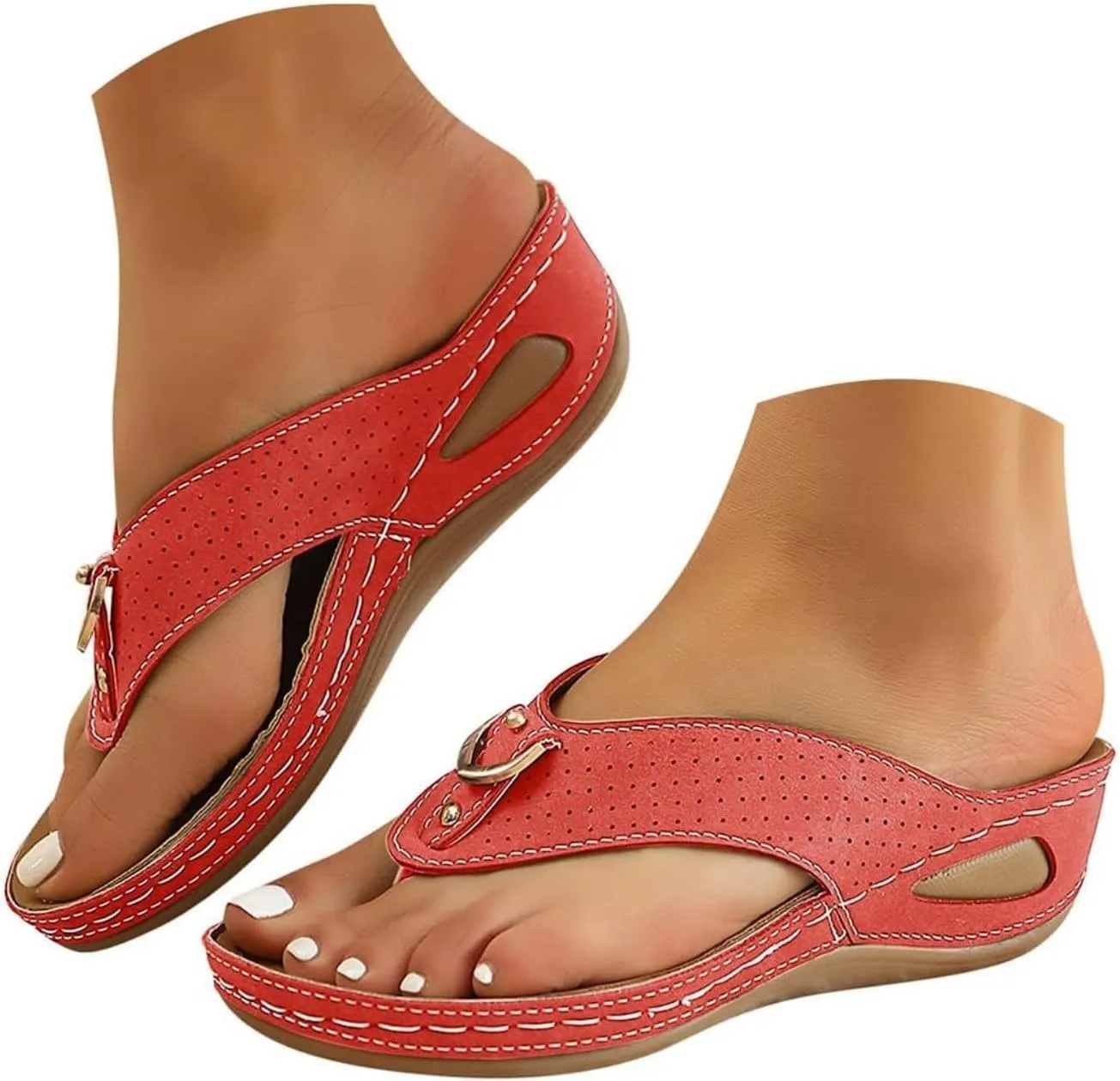 Womens Orthopedic Sandals Breathable Comfortable Walking Summer Sandals Casual Dressy Arch Support Wedge Sandal Fashion Non-Slip Wedge Platform Slipper Beach Slippers