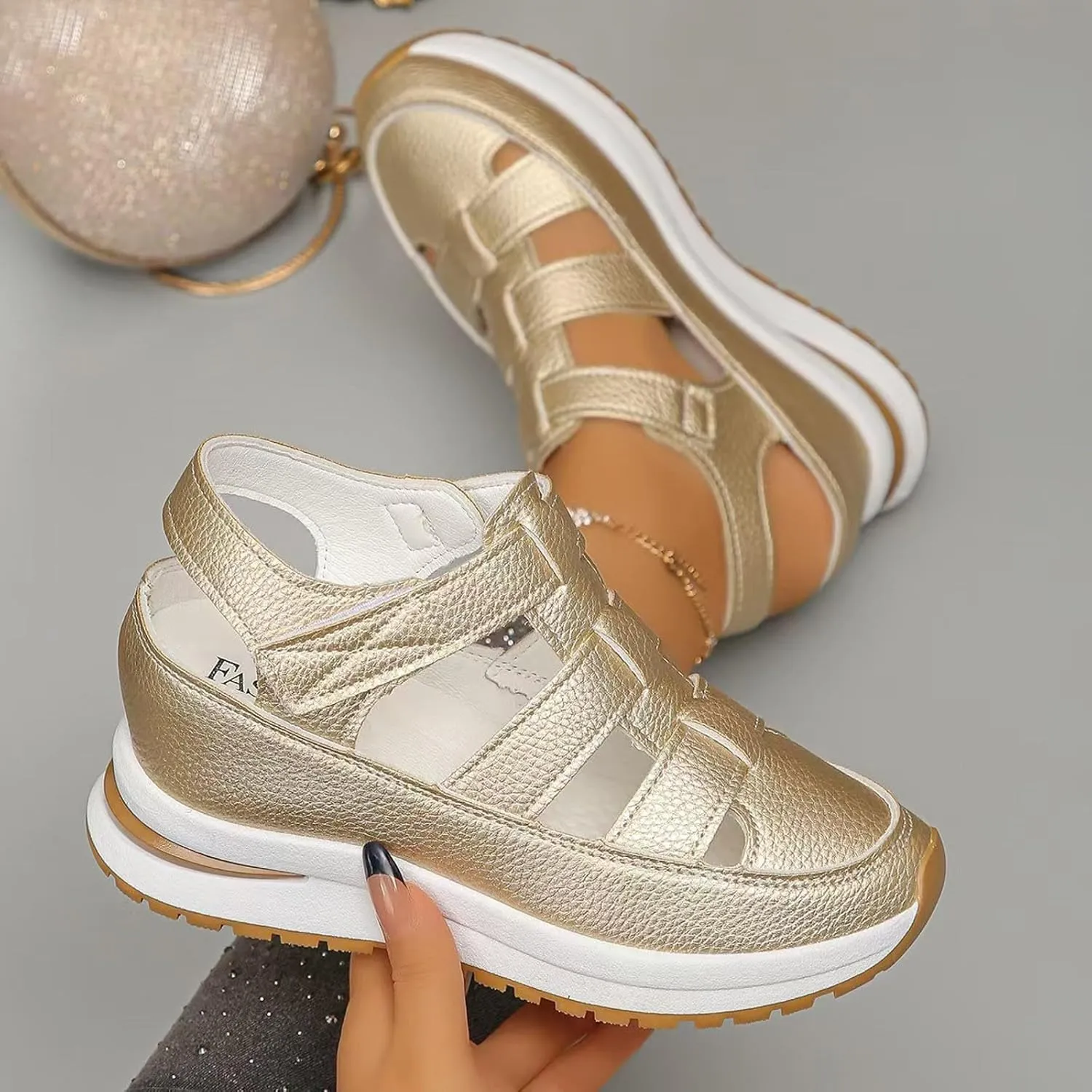 Womens Platform Sandals Wedge Ankle Strap Closed Toe Sandals Ankle Strap Sandal Casual Bohemia Gladiator Outdoor Wedges Casual Summer Beach Shoes