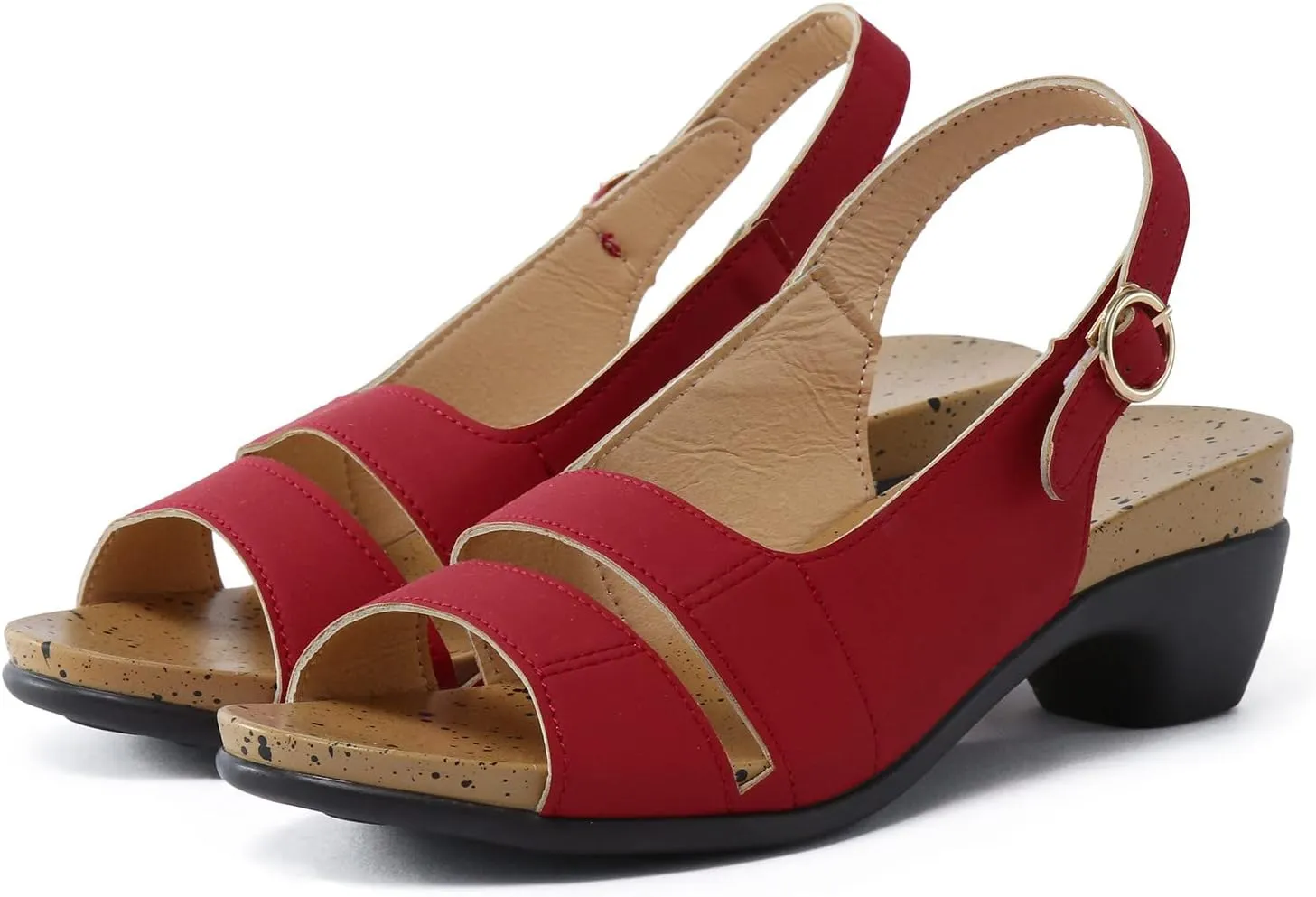Womens Sexy High Chunky Heels Open Toe Platform Block Slingback Dress Pumps Shoes Glitter Elegant Comfortable Low Pump