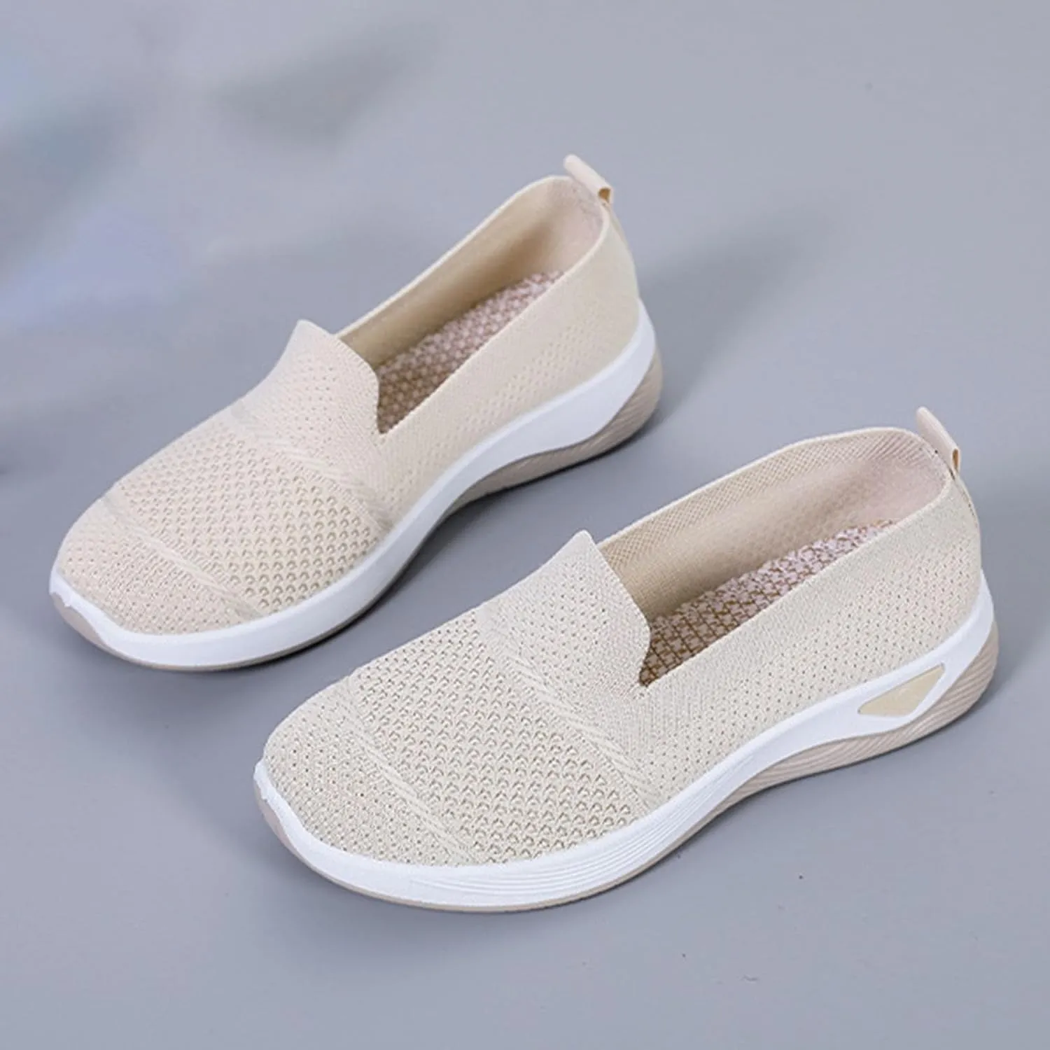 Womens Shoes Slip On Women's Sneakers Loafers Casual Solid Color Lightweight Cute Round Toe Running Shoes Loafers for Women Casual Walking Shoe