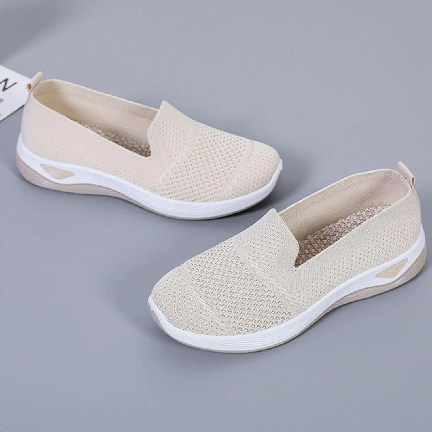 Womens Shoes Slip On Women's Sneakers Loafers Casual Solid Color Lightweight Cute Round Toe Running Shoes Loafers for Women Casual Walking Shoe