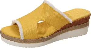 Women's Slide Sandals,2025 Woven Platform Slide Dressy Summer Open Toe Slip on Slippers Outdoor Beach Vacation Shoes