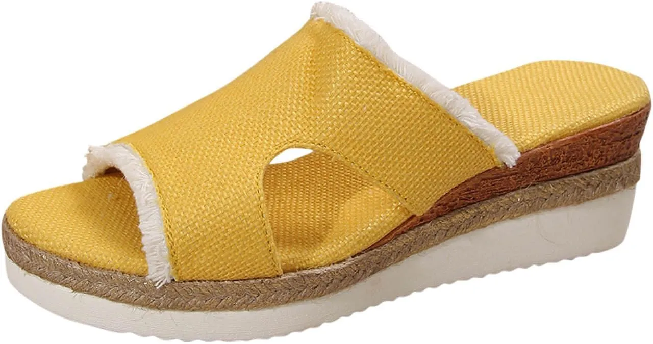 Women's Slide Sandals,2025 Woven Platform Slide Dressy Summer Open Toe Slip on Slippers Outdoor Beach Vacation Shoes