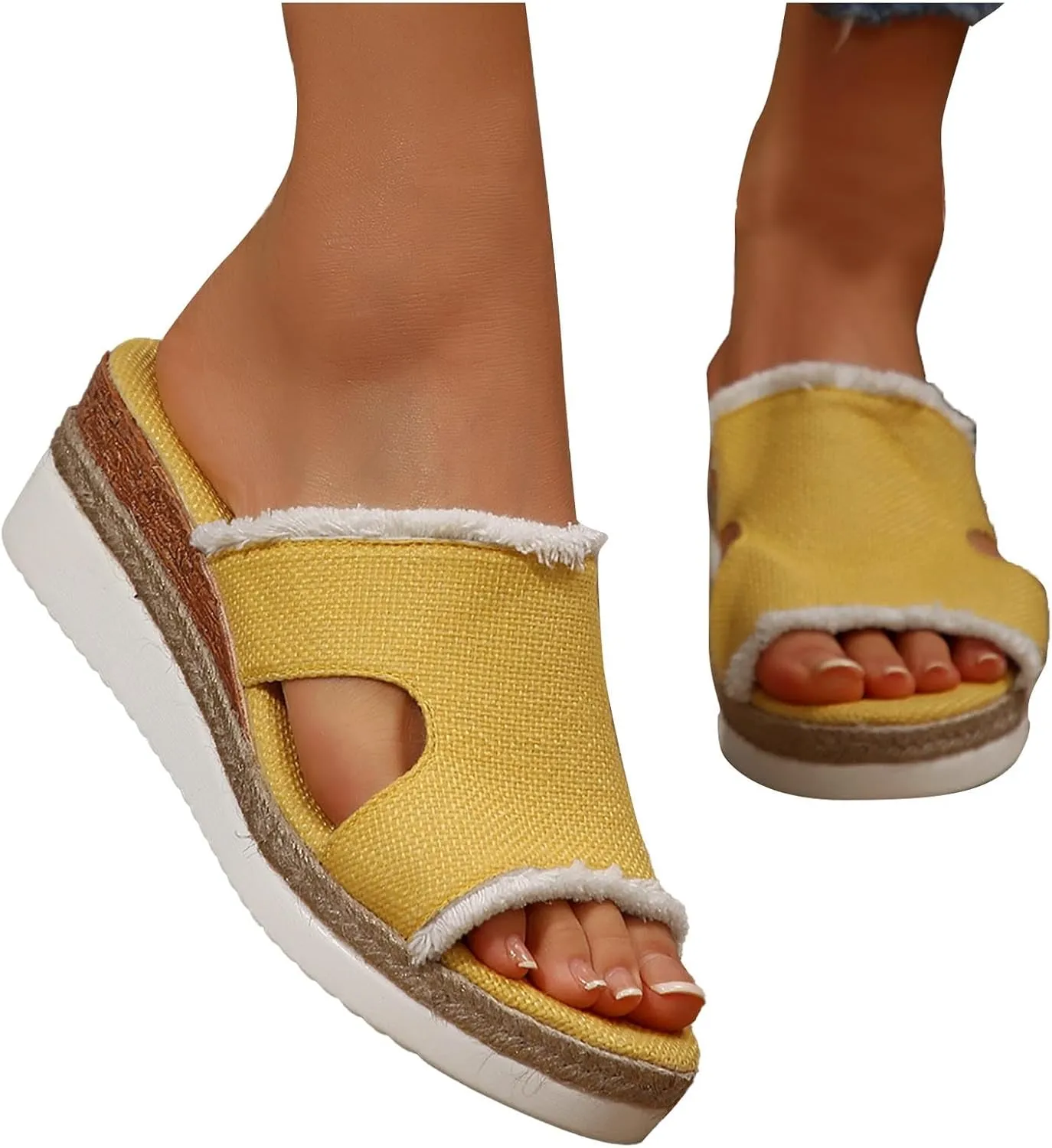 Women's Slide Sandals,2025 Woven Platform Slide Dressy Summer Open Toe Slip on Slippers Outdoor Beach Vacation Shoes