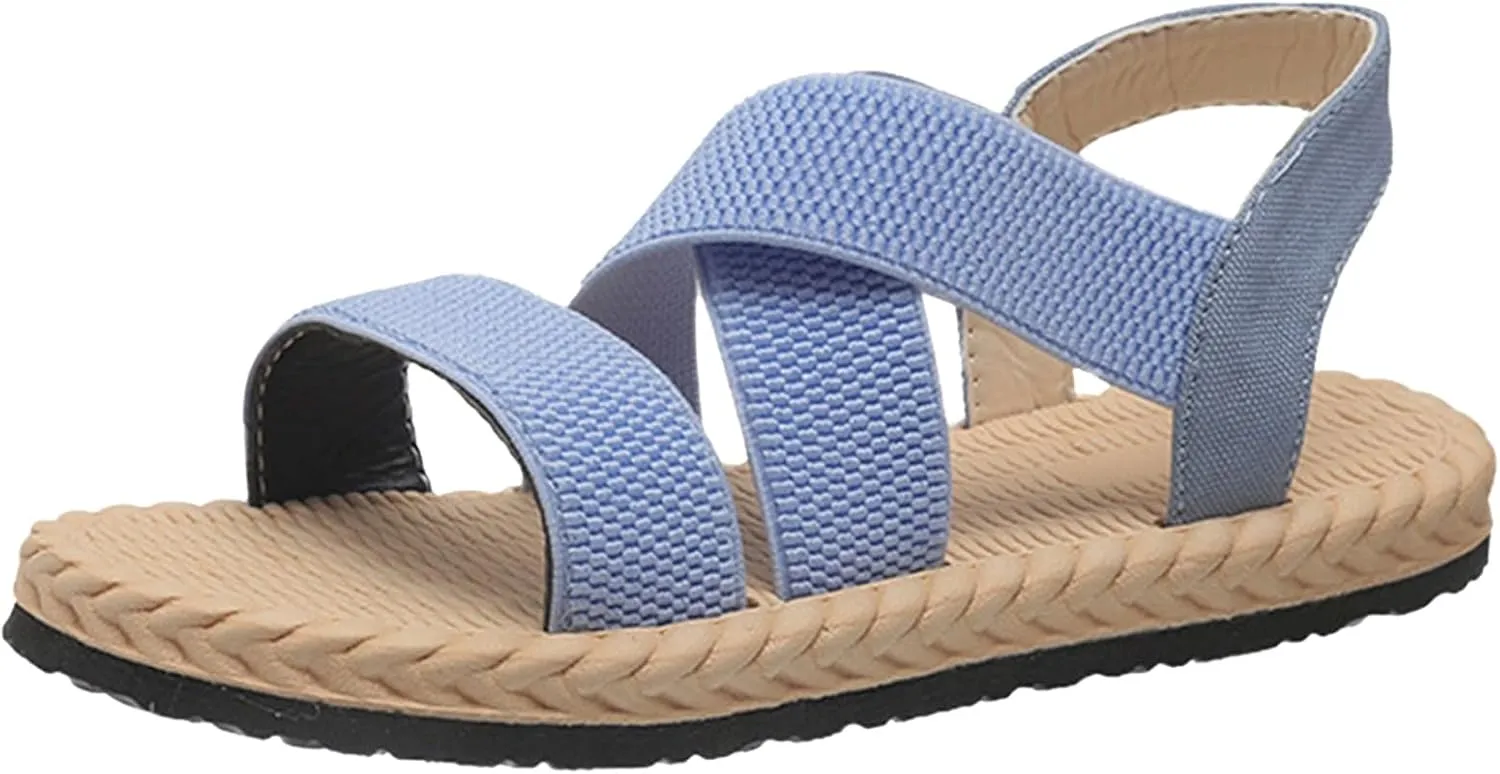 Women's Summer Fashion Flat Sandals Comfortable Ankle Strap Outdoor Walking Shoes Comfortable Walking Sandals