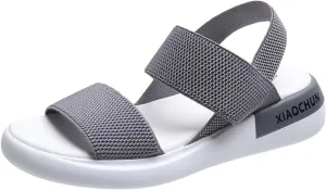 Women's Thick Strappy Sport Sandals High Elastic Ankle Strap Shoe Open Toe Platform Breathe Sandal Summer Beach Flats