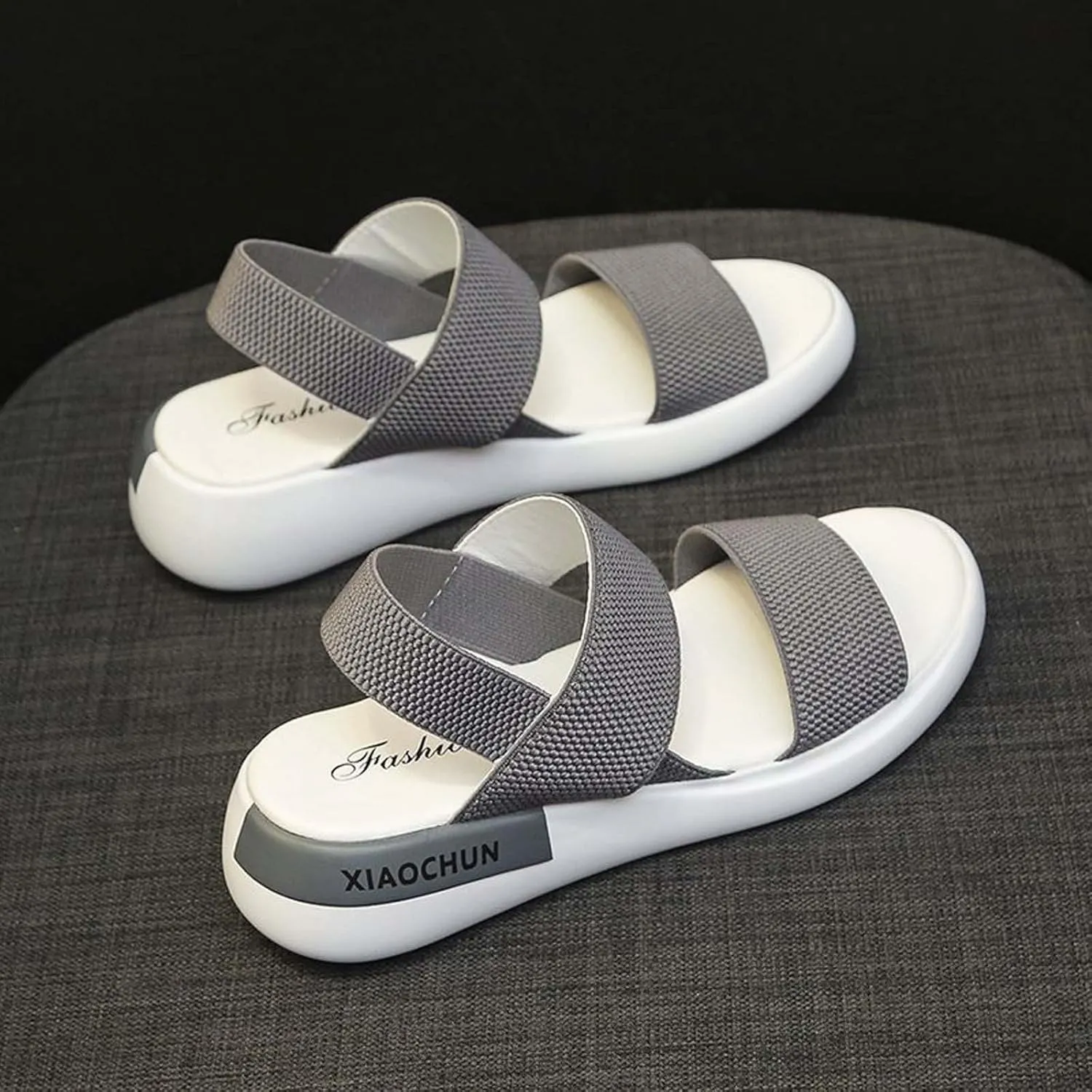 Women's Thick Strappy Sport Sandals High Elastic Ankle Strap Shoe Open Toe Platform Breathe Sandal Summer Beach Flats