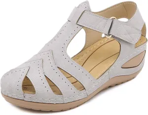 Womens Wedge Sandals Comfortable Closed Toe Wedge Platform Sandals Casual Bohemia Gladiator Outdoor Wedges ollow Out Orthopedic Shoes