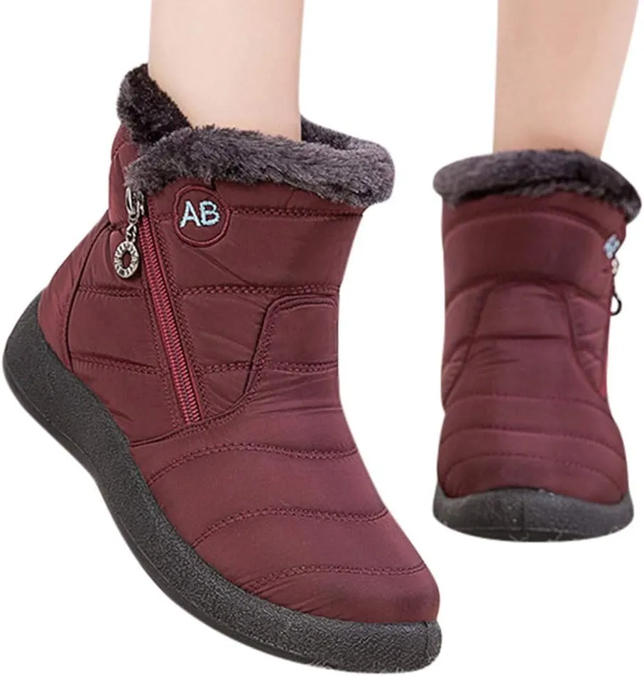 Womens Winter Boots Wide Width Short Boots Ladies Winter Women Snow Boots Winter Shoes with Hook Loop Womens Slip On Boot Waterproof House Shoes for Women Mens Booties Winter