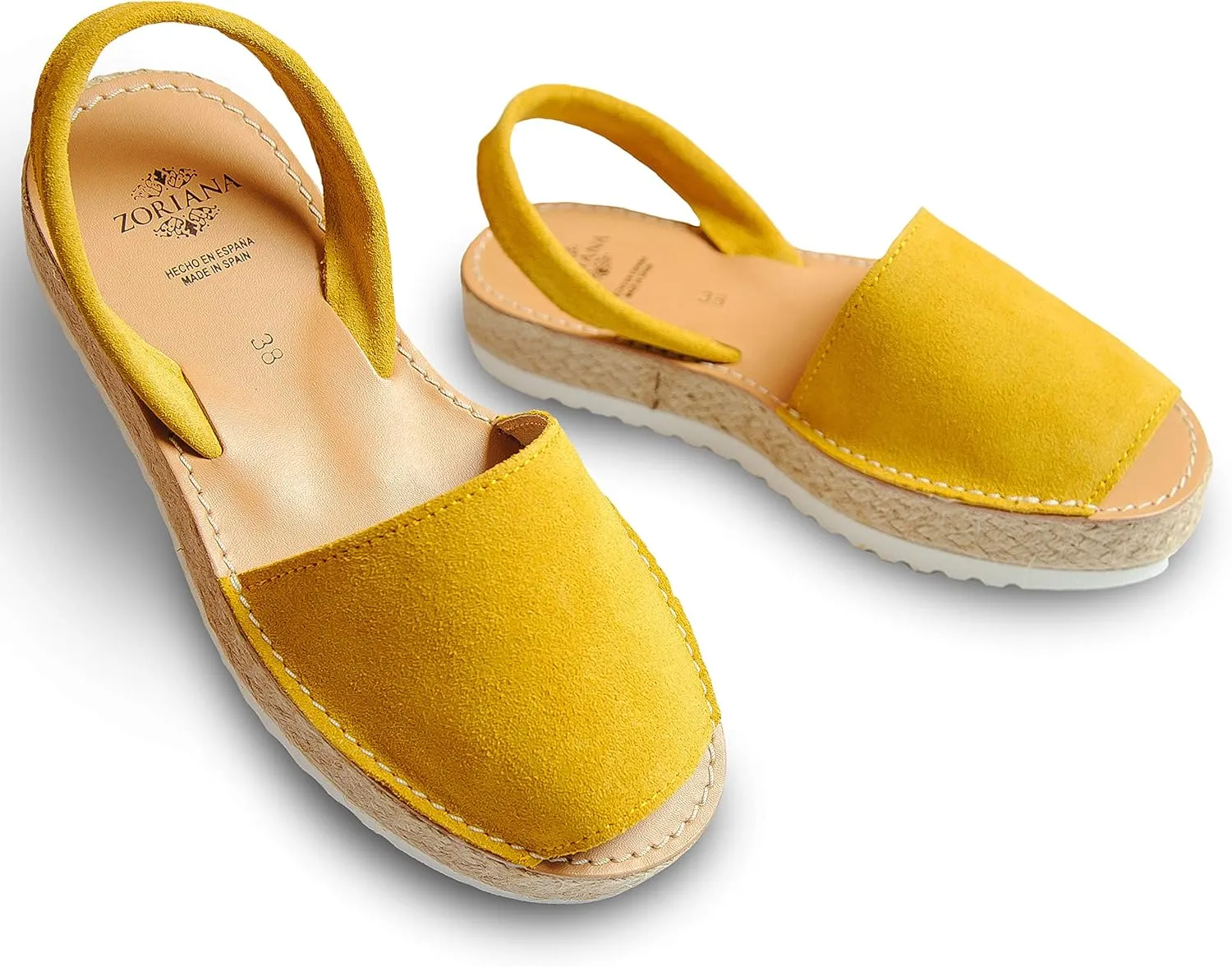 ZORIANA Sandals for Women Handmade Leather, Dressy, Comfortable Sling Back Shoes Flat - Fashion Exclusively Made in Spain - Avarca Summer Trending Slingback Shoes 2023, 100% Spanish Genuine Leather