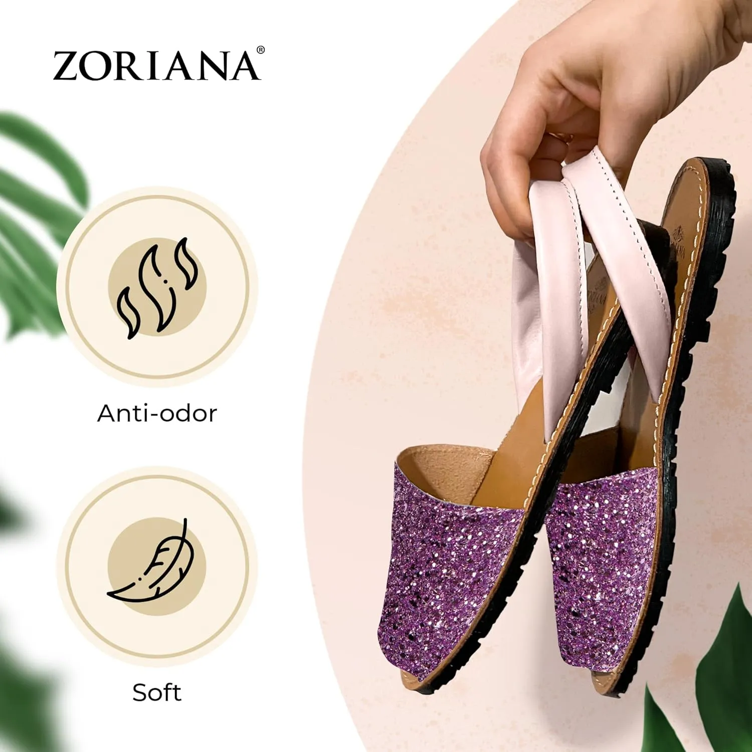 ZORIANA Sandals for Women Handmade Leather, Dressy, Comfortable Sling Back Shoes Flat - Fashion Exclusively Made in Spain - Avarca Summer Trending Slingback Shoes 2023, 100% Spanish Genuine Leather