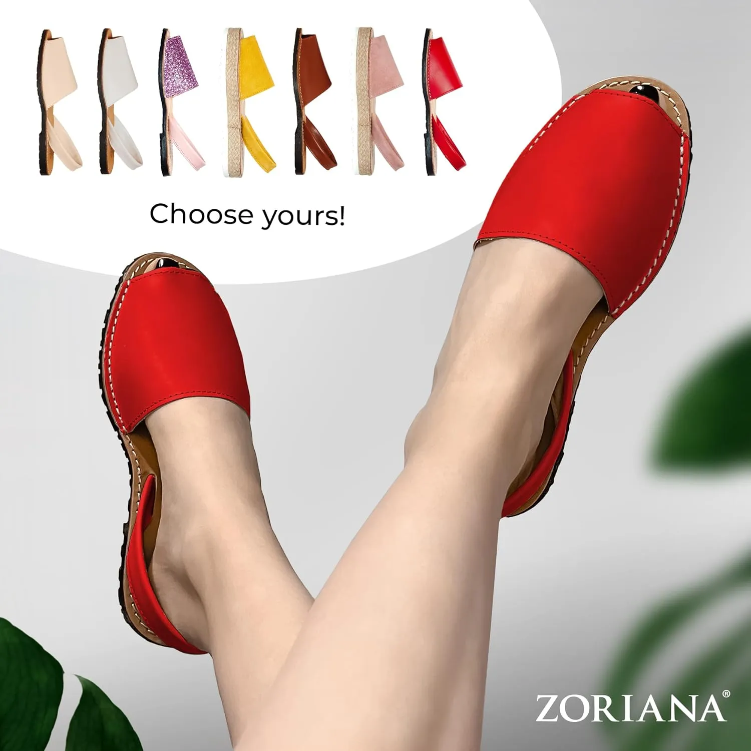 ZORIANA Sandals for Women Handmade Leather, Dressy, Comfortable Sling Back Shoes Flat - Fashion Exclusively Made in Spain - Avarca Summer Trending Slingback Shoes 2023, 100% Spanish Genuine Leather