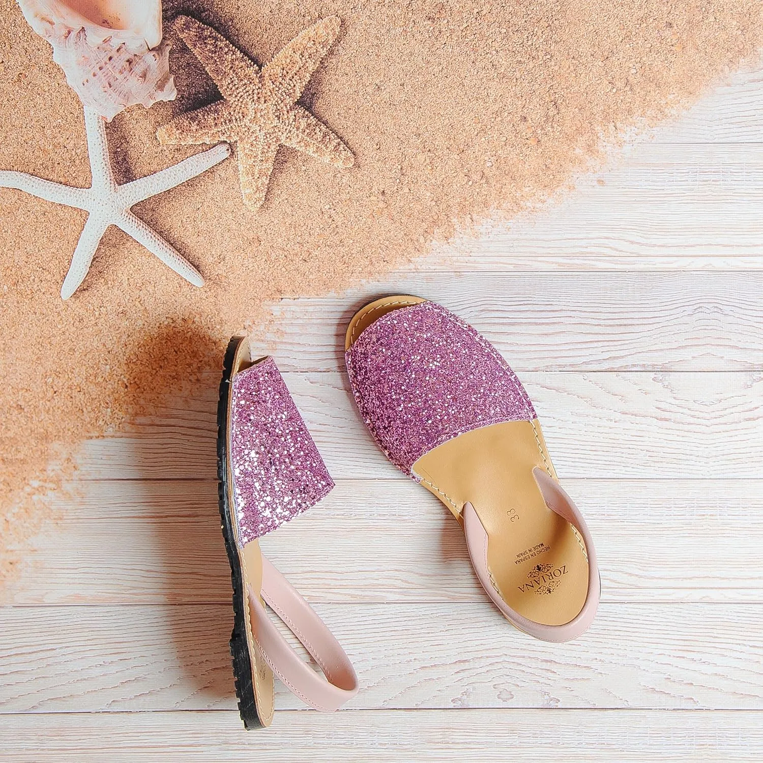 ZORIANA Sandals for Women Handmade Leather, Dressy, Comfortable Sling Back Shoes Flat - Fashion Exclusively Made in Spain - Avarca Summer Trending Slingback Shoes 2023, 100% Spanish Genuine Leather