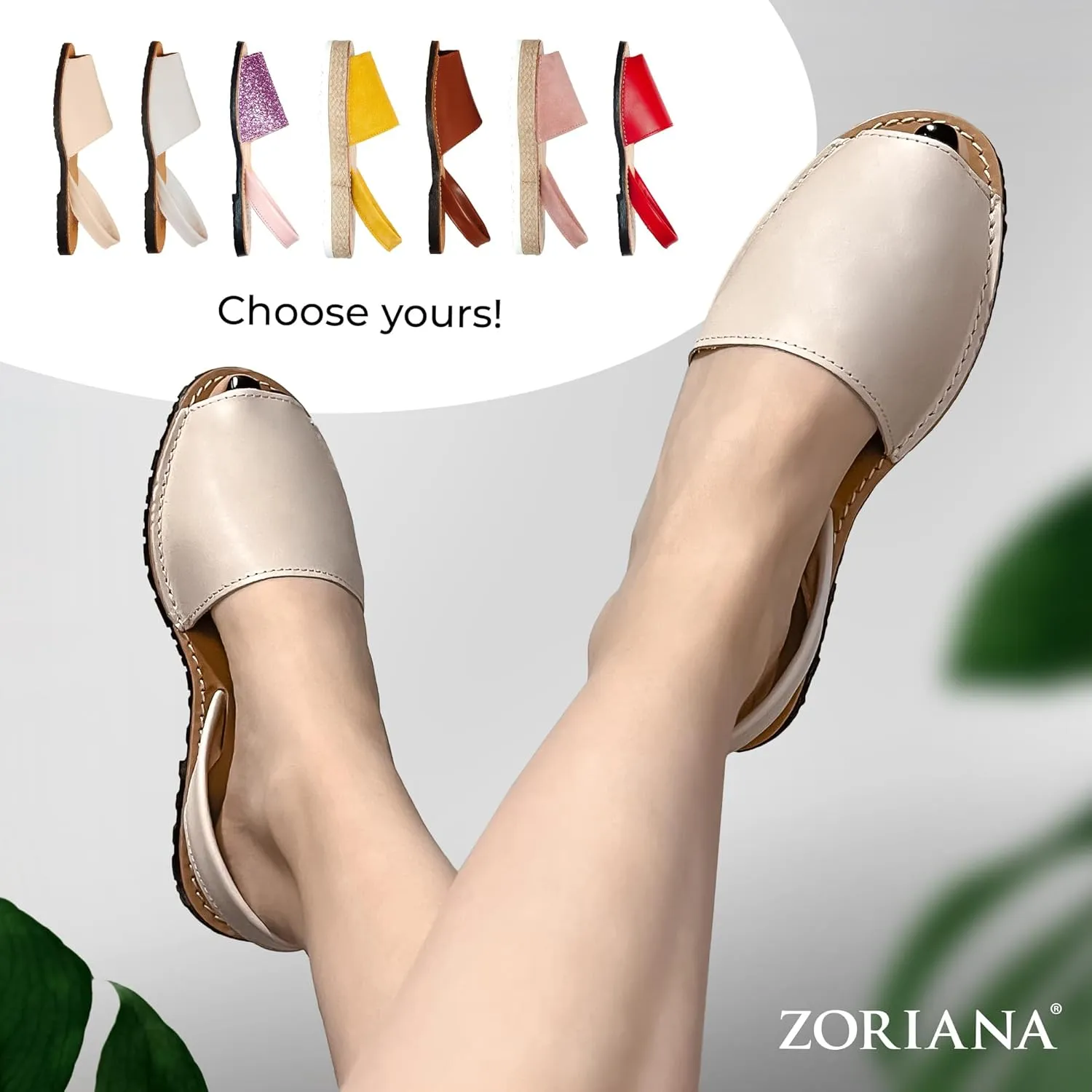 ZORIANA Sandals for Women Handmade Leather, Dressy, Comfortable Sling Back Shoes Flat - Fashion Exclusively Made in Spain - Avarca Summer Trending Slingback Shoes 2023, 100% Spanish Genuine Leather