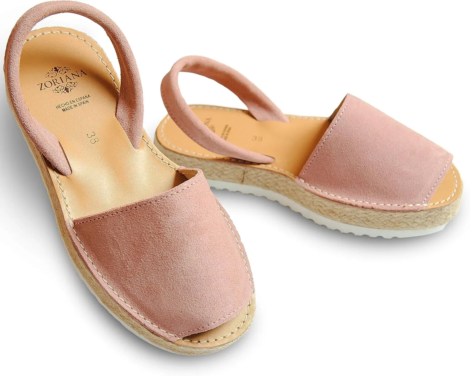 ZORIANA Sandals for Women Handmade Leather, Dressy, Comfortable Sling Back Shoes Flat - Fashion Exclusively Made in Spain - Avarca Summer Trending Slingback Shoes 2023, 100% Spanish Genuine Leather
