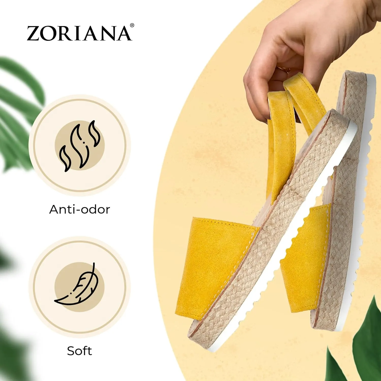 ZORIANA Sandals for Women Handmade Leather, Dressy, Comfortable Sling Back Shoes Flat - Fashion Exclusively Made in Spain - Avarca Summer Trending Slingback Shoes 2023, 100% Spanish Genuine Leather