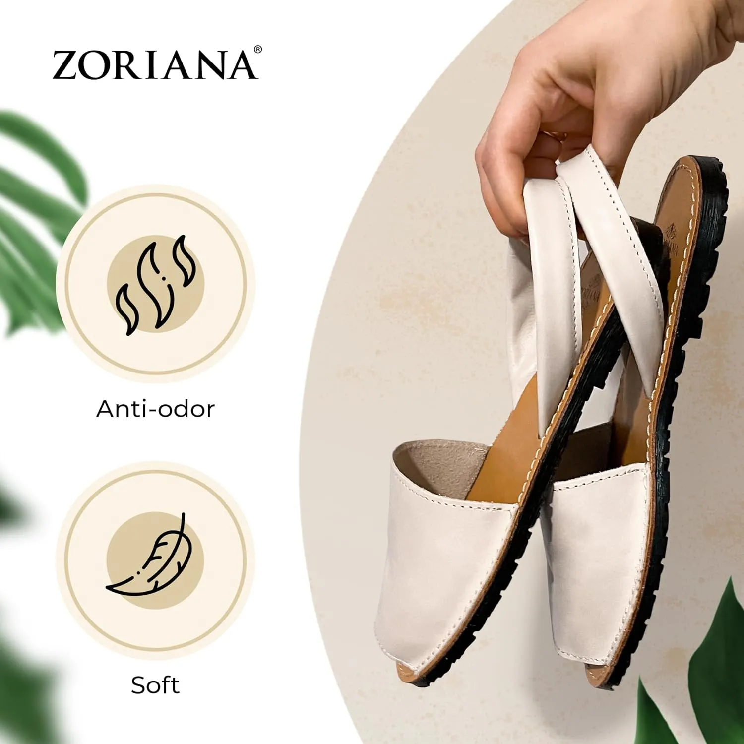 ZORIANA Sandals for Women Handmade Leather, Dressy, Comfortable Sling Back Shoes Flat - Fashion Exclusively Made in Spain - Avarca Summer Trending Slingback Shoes 2023, 100% Spanish Genuine Leather