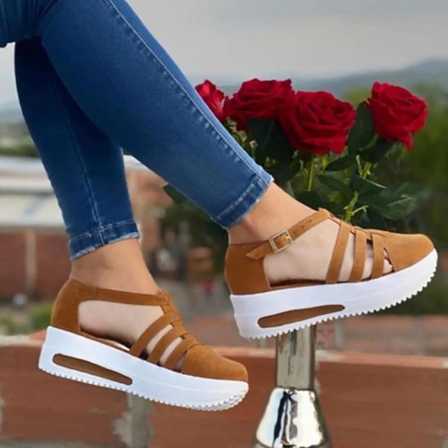 ZSpzx Orthopedic Wedge Sandals for Women Dressy Summer 2025 Comfortable Walking Platform Heels Dotmalls Shoes Foot Arch Support Casual Ankle Strap Wedges Buckle Slip On Loafers Low Top Sneakers