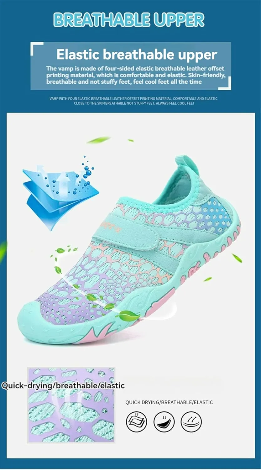 ZWRXW Barefoot Shoes Kids Wide Toe Box Quick Dry Lightweigt Waterproof Breathable Non-Slip Hiking Footwear Comfort Anti-Slip Walking Shoes for Indoor Outdoor Toddler Little Big Kid