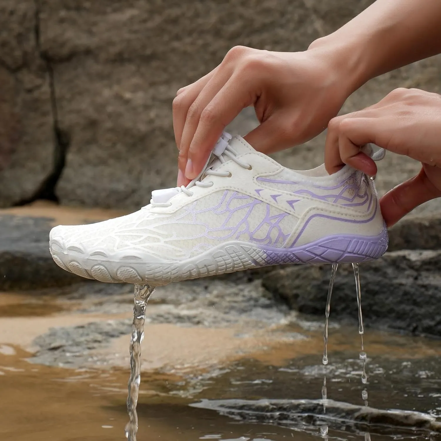 ZWRXW Hike Barefoot Shoes for Women Men Breathable & Non-Slip Athletic Footwear Wide Toe Water Shoes Quick-Dry Aqua Sock Barefoot Slip-On Soft Beach Aqua Sports Outdoor Shoe Hiking Walking Shoe